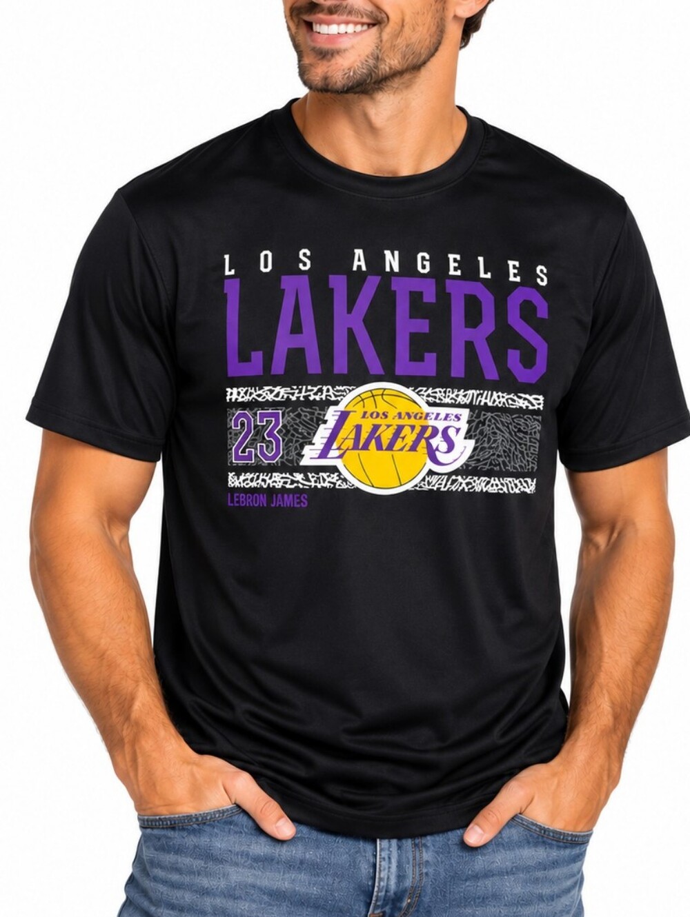 NBA Los Angeles Lakers LeBron James #23 Shirt Men’s XL Black Purple Graphic